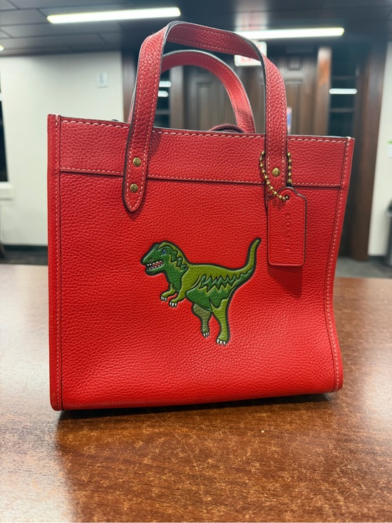 Coach Handbags - Coach Red Crossbody Tote with Green Dinosaur Patch